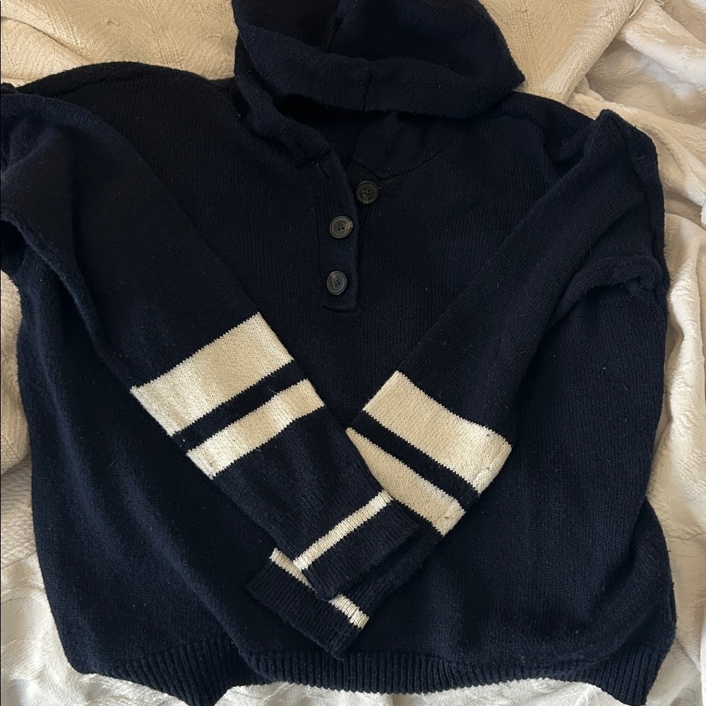 American Eagle Outfitters Dark Blue Sweater with Light Stripes